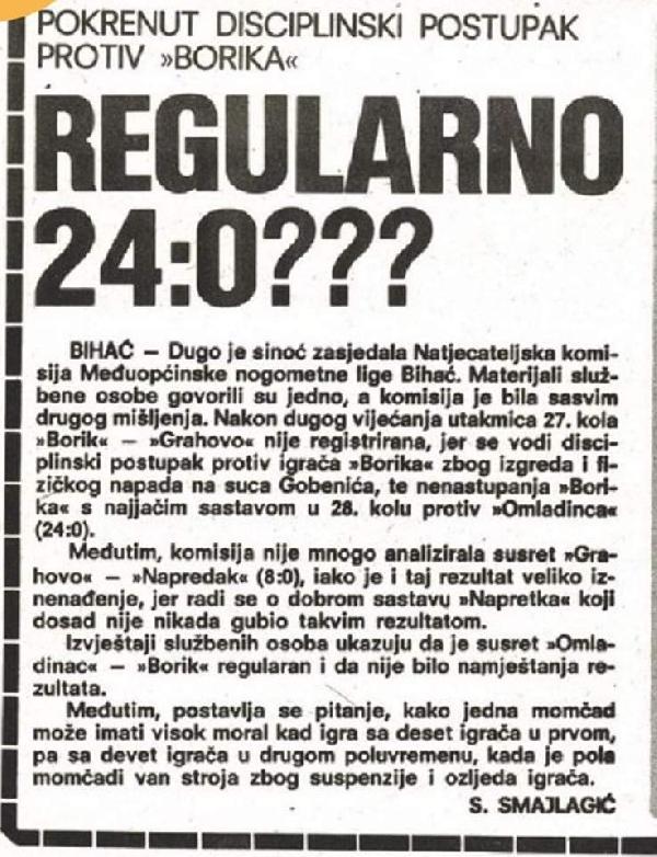 NK OMLADINAC IZ POKOJA  Oborio je REKORD u cjeloj bivšoj Jugoslaviji pobjedivši na jednoj utakmica 24:0
