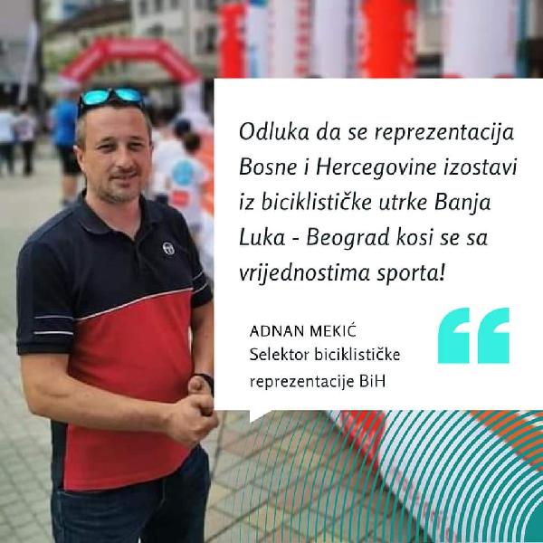 Adnan Mekić;''Sport ne smije biti poligon za slanje političkih poruka, nego mora ostati slobodna teritorija gdje se poštuju sloboda i jednakost ....